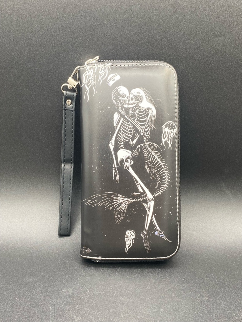 Mermaid Siren & Skeleton Zip Wallet Wristlet Gothic Ocean Spooky Aesthetic